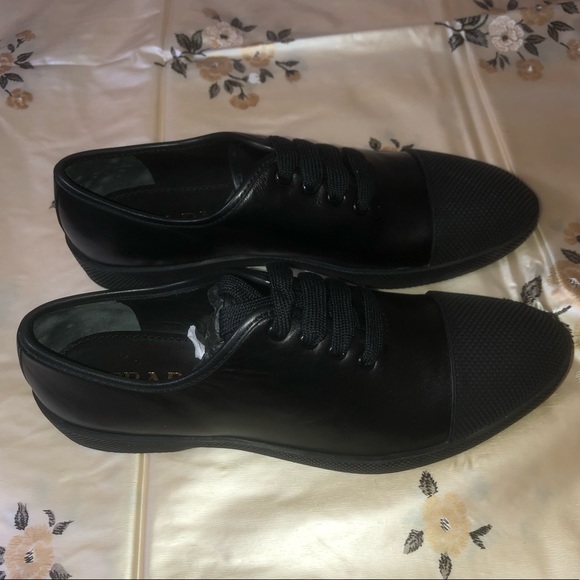 Authentic luxury Prada lace up shoes rubber cap black New - Picture 11 of 13